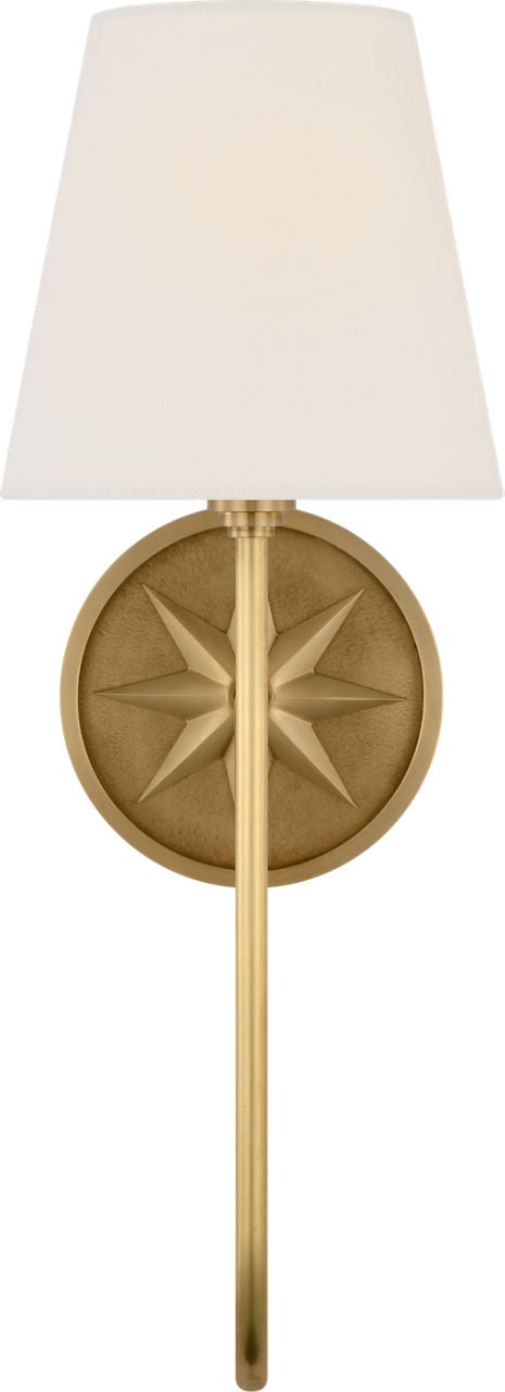 Polaris 17" Single Sconce | Antique-Burnished Brass | Linen Shade