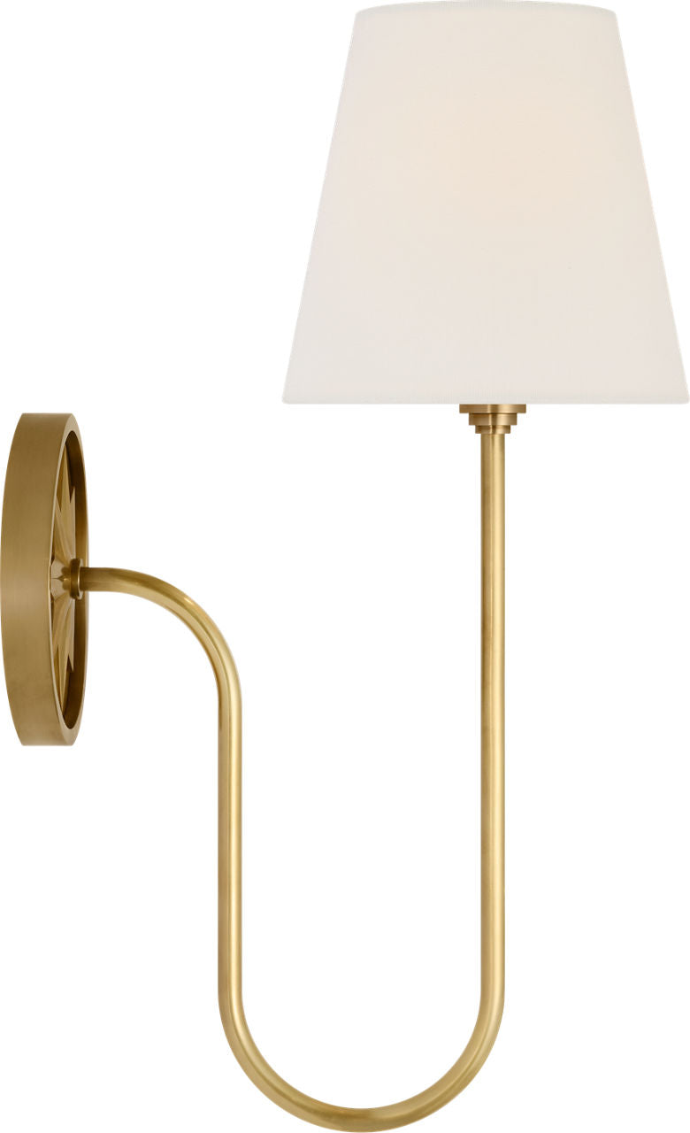 Polaris 17" Single Sconce | Antique-Burnished Brass | Linen Shade