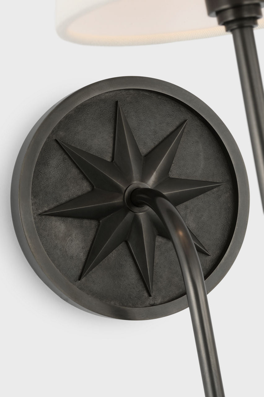 Polaris 17" Single Sconce | Bronze | Linen Shade