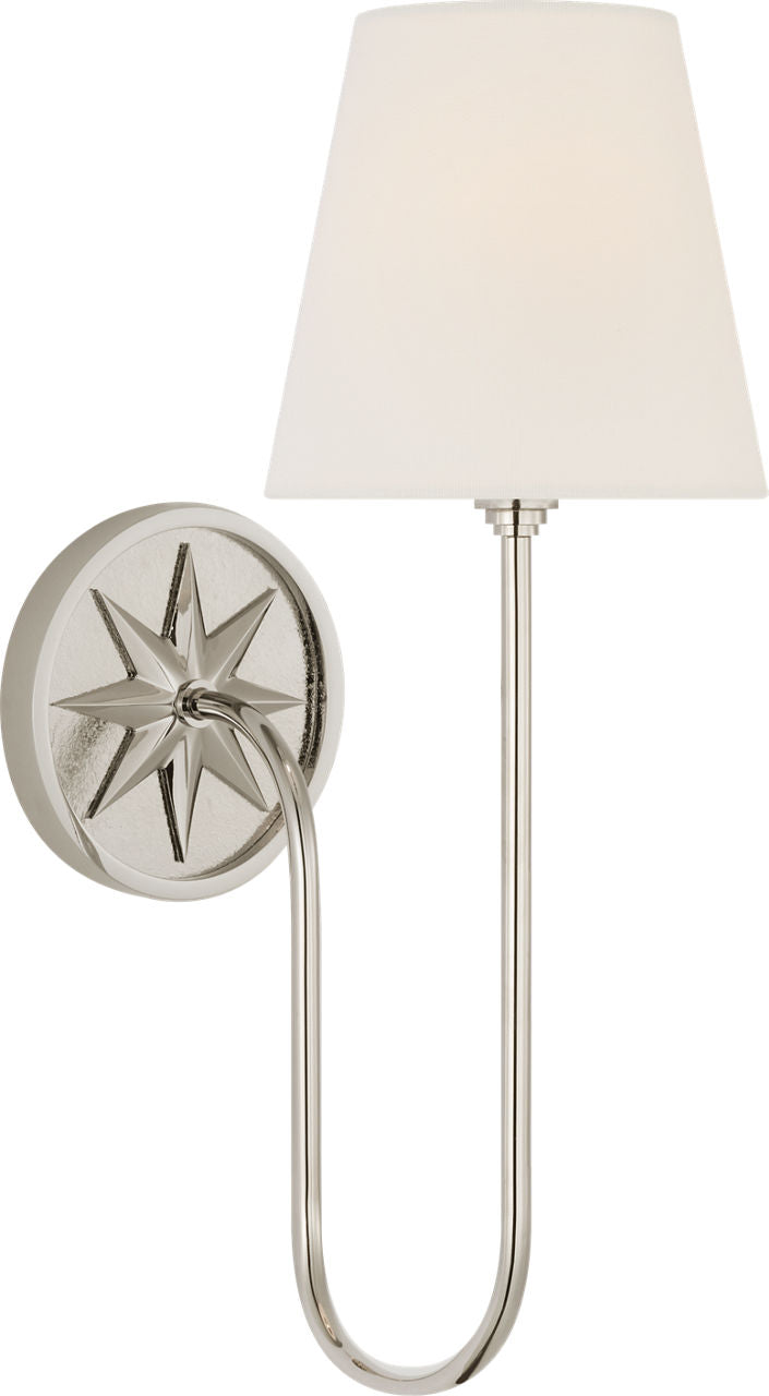 Polaris 17" Single Sconce | Polished Nickel | Linen Shade