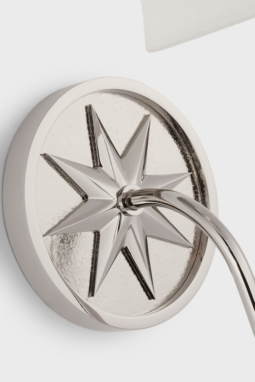 Polaris 17" Single Sconce | Polished Nickel | Linen Shade