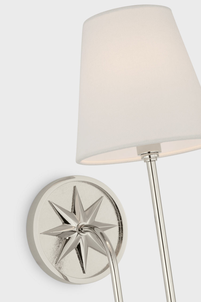 Polaris 17" Single Sconce | Polished Nickel | Linen Shade
