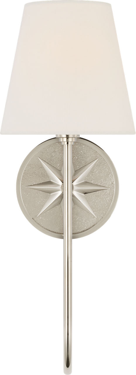 Polaris 17" Single Sconce | Polished Nickel | Linen Shade