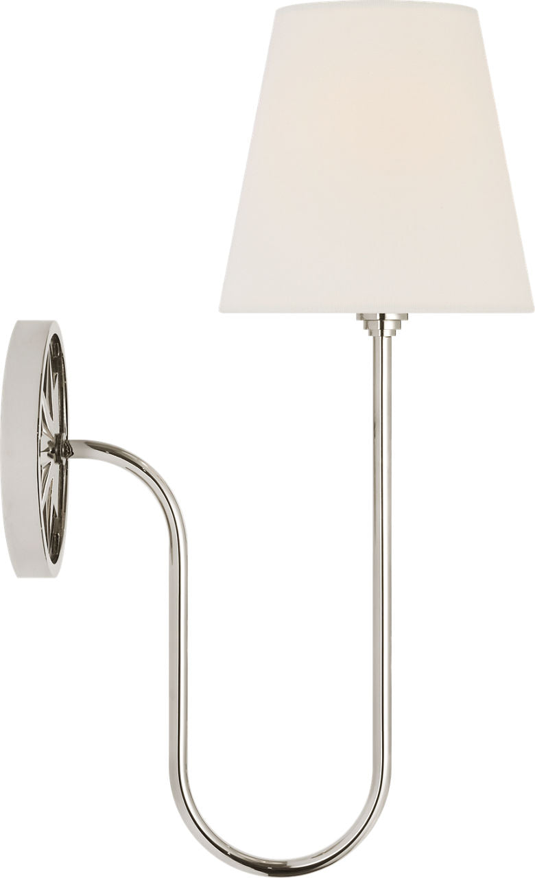 Polaris 17" Single Sconce | Polished Nickel | Linen Shade