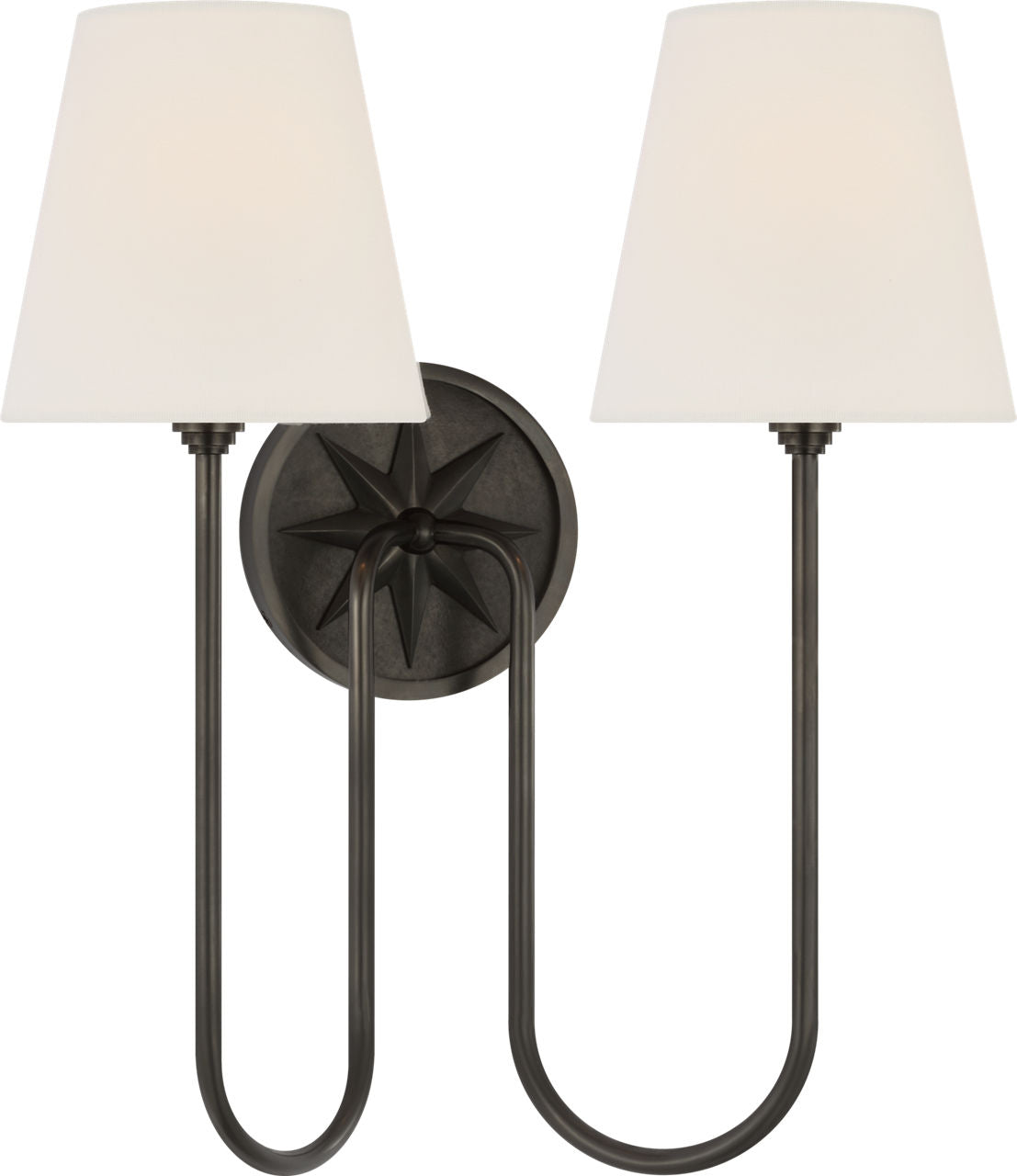 Polaris 17" Double Sconce | Bronze | Linen Shades