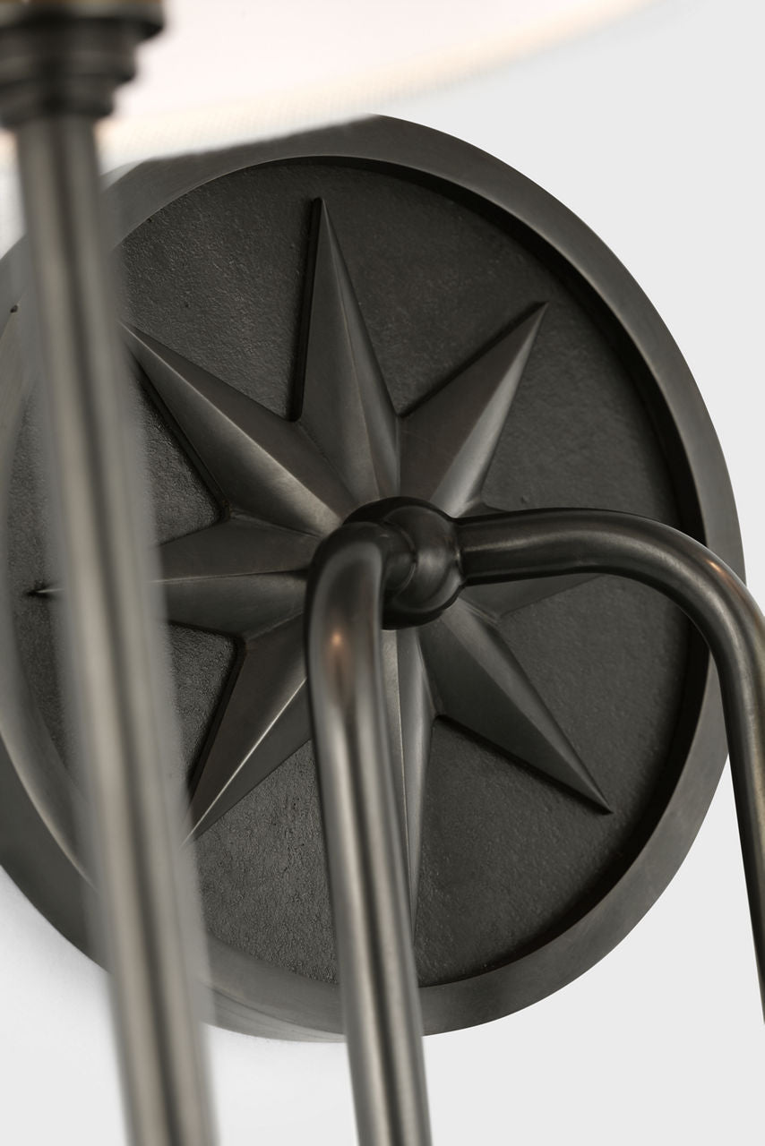 Polaris 17" Double Sconce | Bronze | Linen Shades