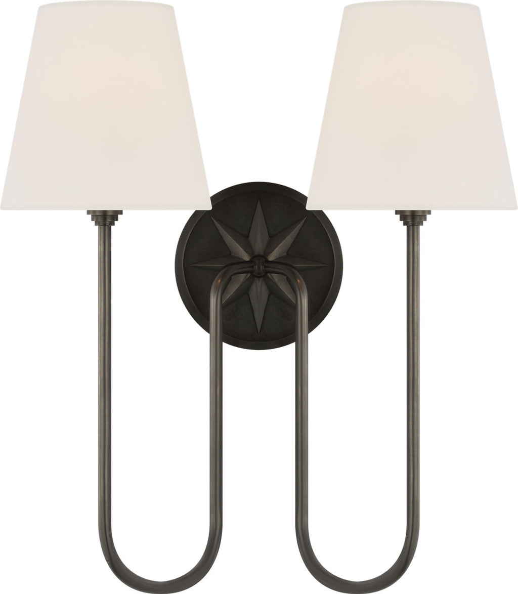Polaris 17" Double Sconce | Bronze | Linen Shades