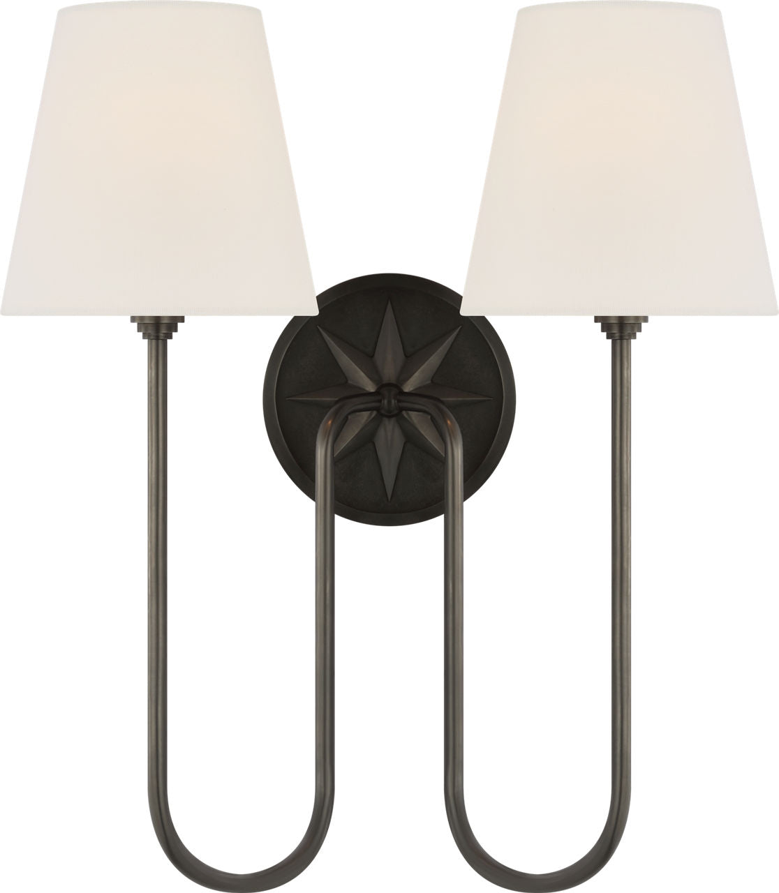 Polaris 17" Double Sconce | Bronze | Linen Shades