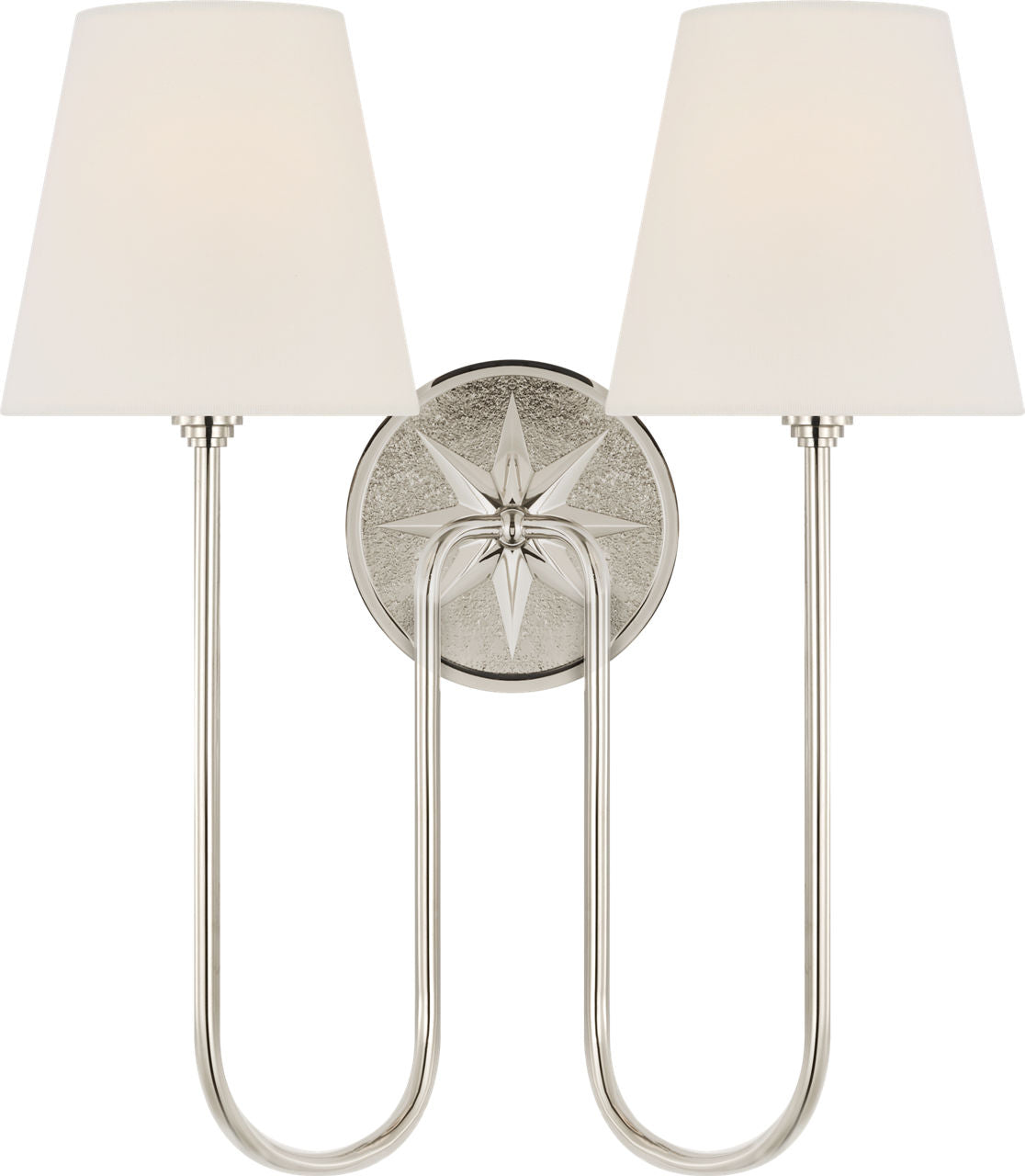 Polaris 17" Double Sconce | Polished Nickel | Linen Shades