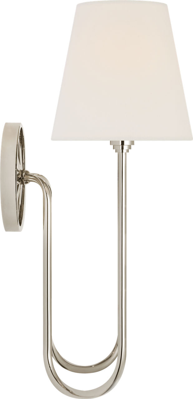 Polaris 17" Double Sconce | Polished Nickel | Linen Shades