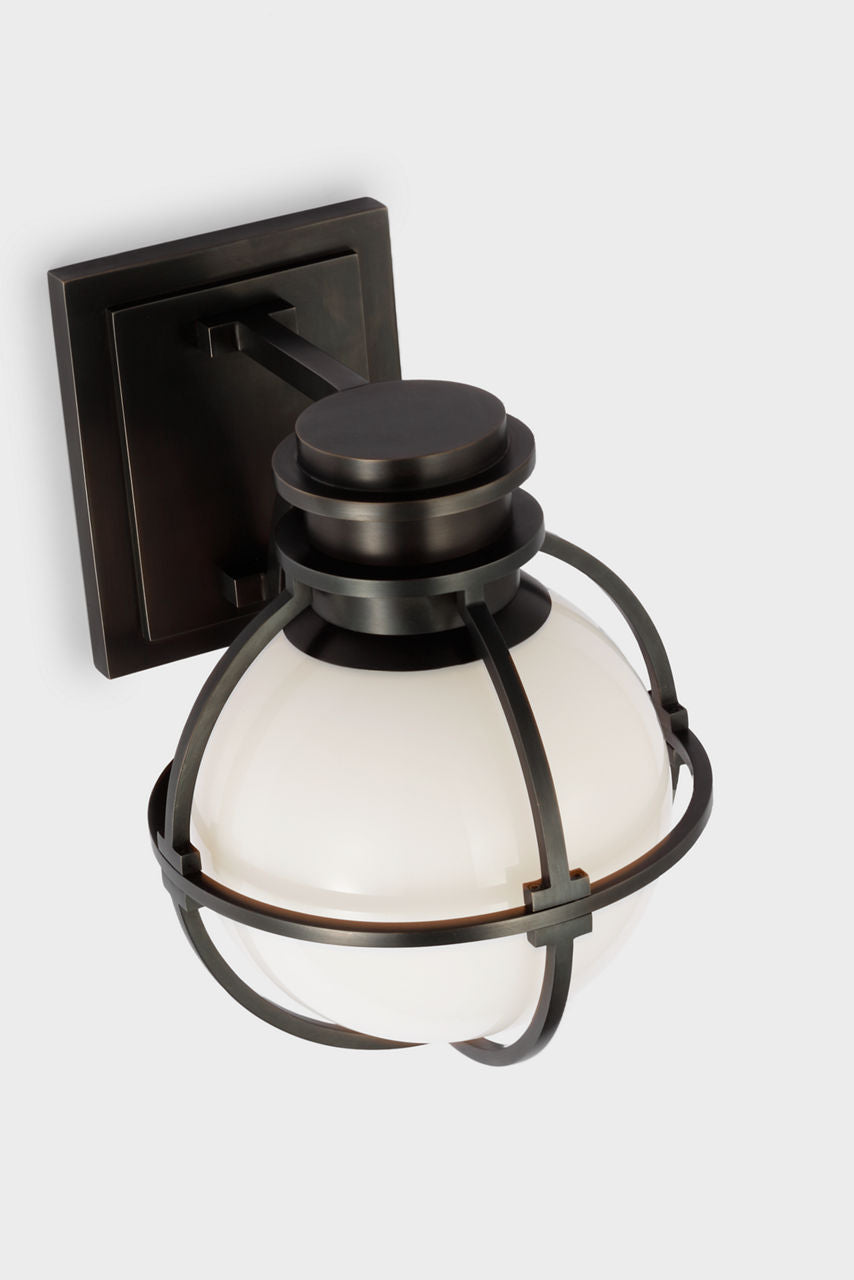 Gracie Single Sconce | Bronze | White Glass