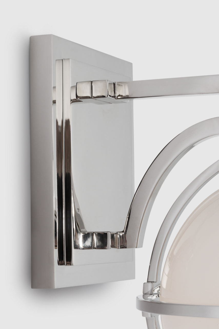 Gracie Single Sconce | Polished Nickel | White Glass