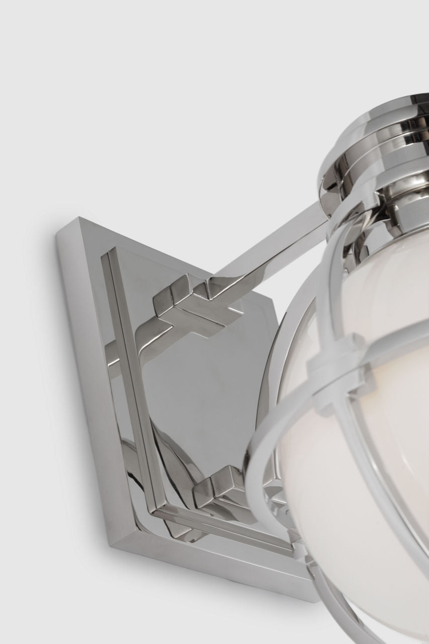 Gracie Single Sconce | Polished Nickel | White Glass