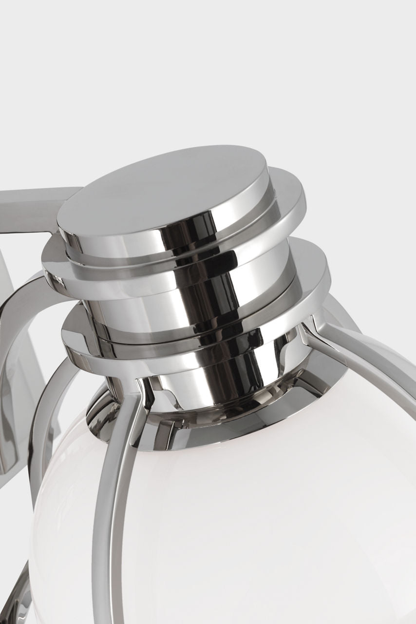 Gracie Single Sconce | Polished Nickel | White Glass