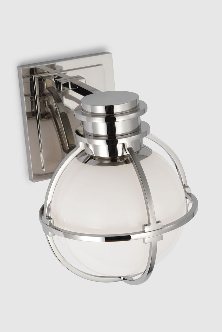 Gracie Single Sconce | Polished Nickel | White Glass