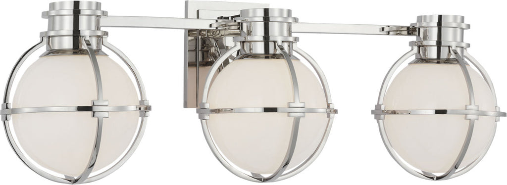 Gracie Triple Sconce | Polished Nickel | White Glass