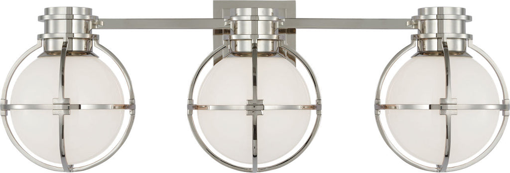 Gracie Triple Sconce | Polished Nickel | White Glass