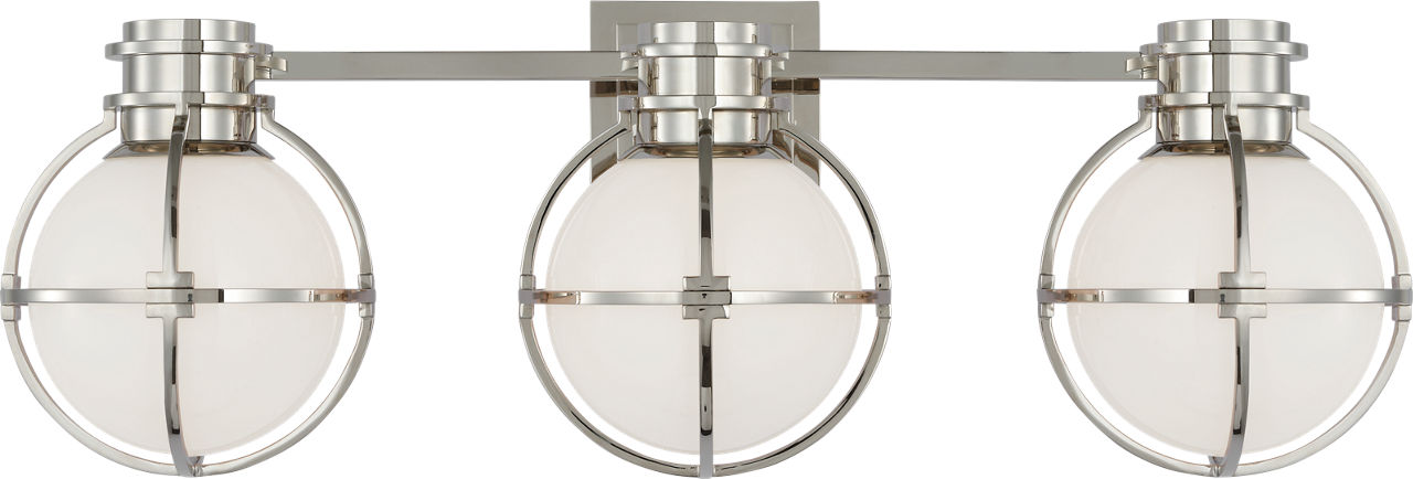 Gracie Triple Sconce | Polished Nickel | White Glass