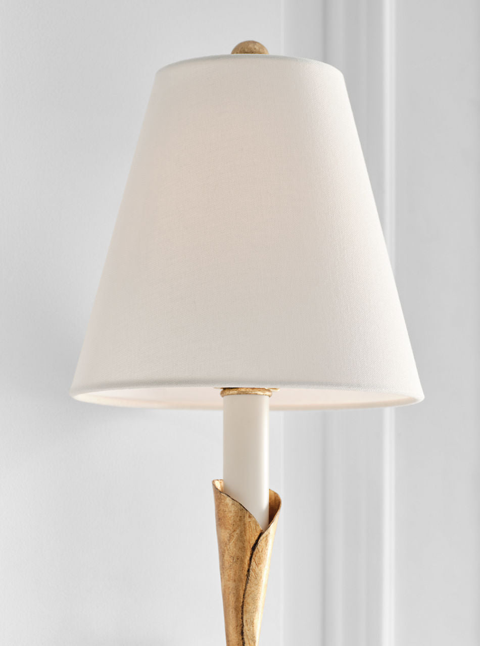 Aiden Large Tail Sconce | Gilded Iron | Linen Shade