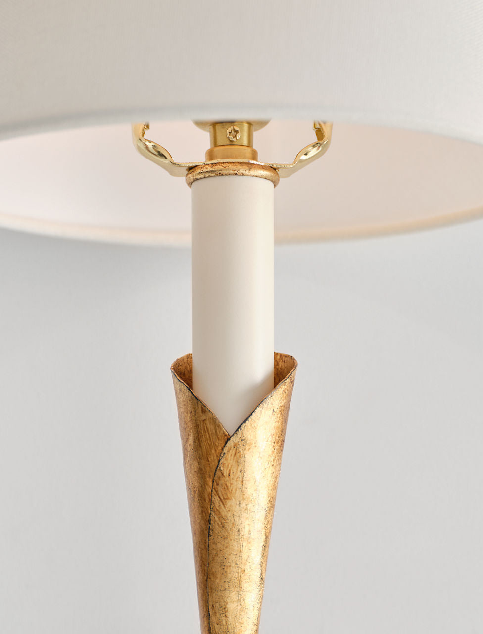Aiden Large Tail Sconce | Gilded Iron | Linen Shade