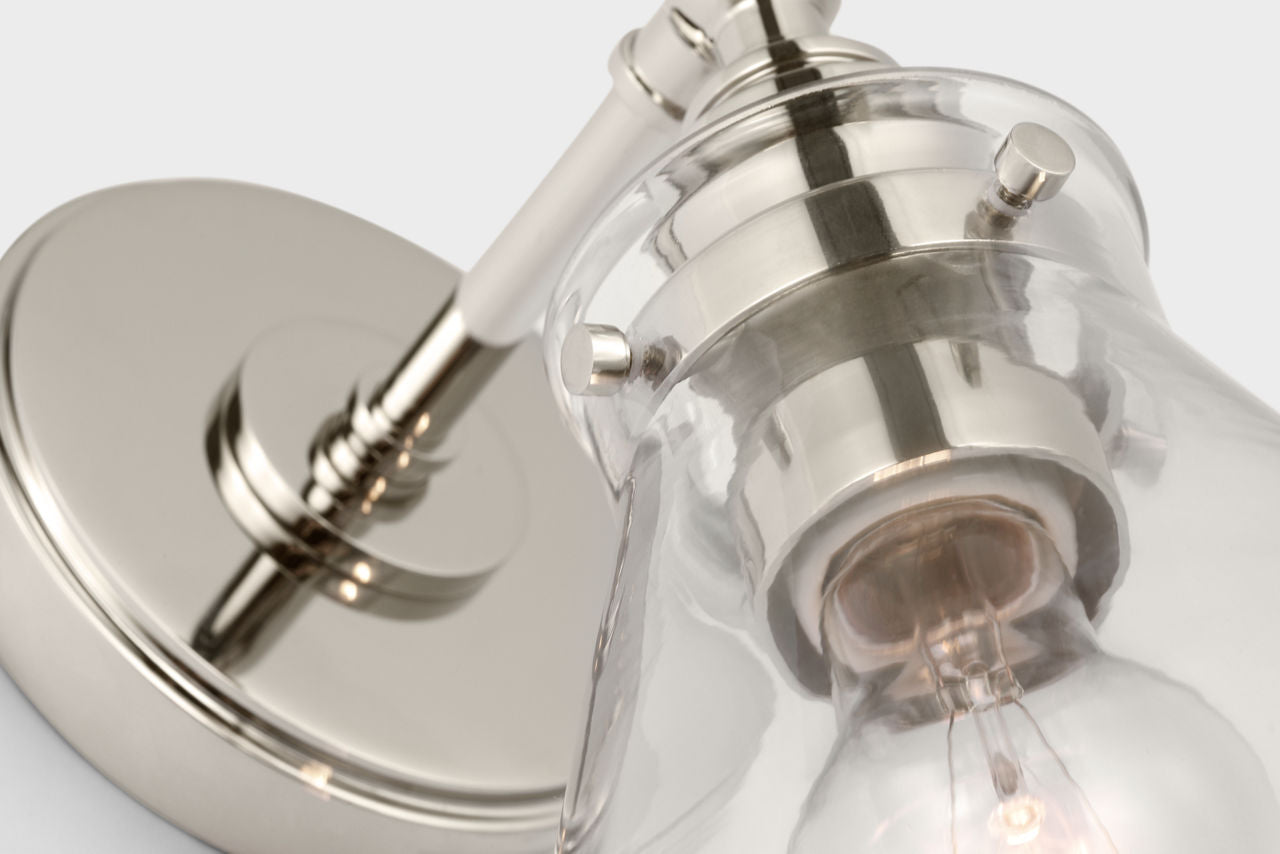 Parkington Small Single Wall Light | Polished Nickel | Clear Glass