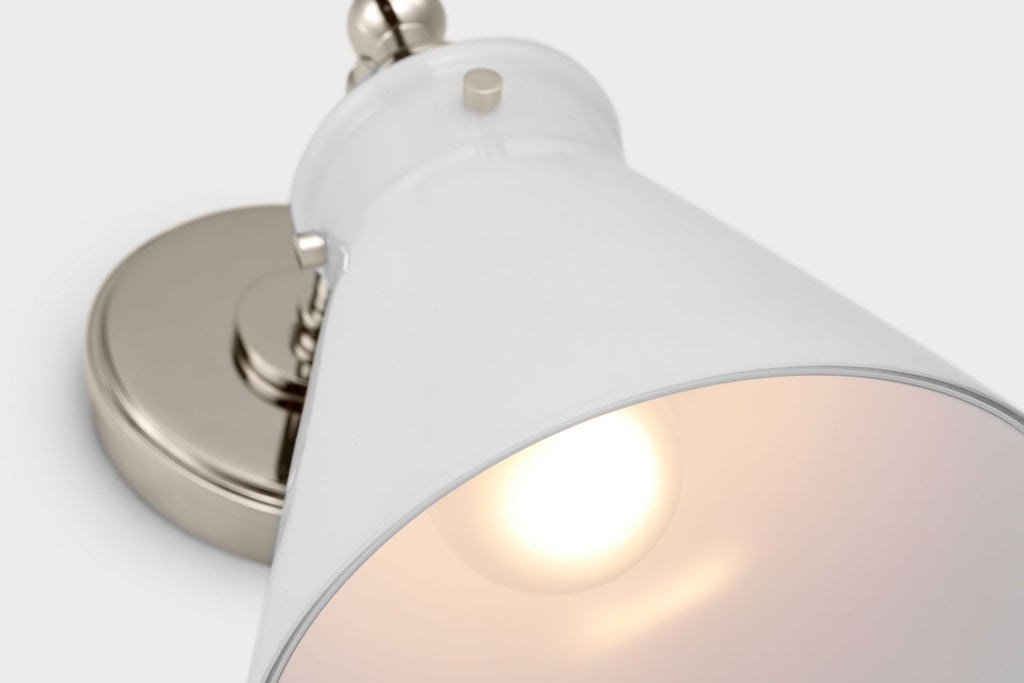 Parkington Small Single Wall Light | Polished Nickel | White Glass