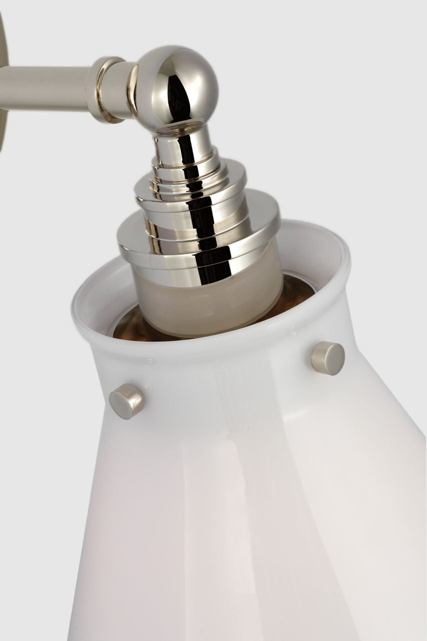 Parkington Small Single Wall Light | Polished Nickel | White Glass