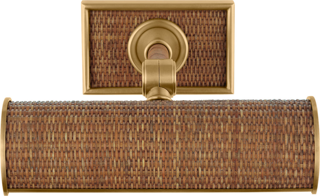 Halwell 8" Picture Light | Brass and Natural Woven Rattan