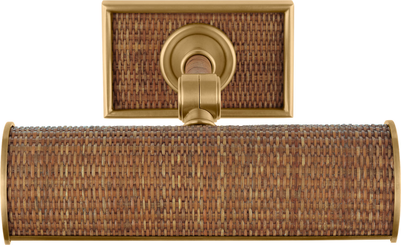 Halwell 8" Picture Light | Brass and Natural Woven Rattan