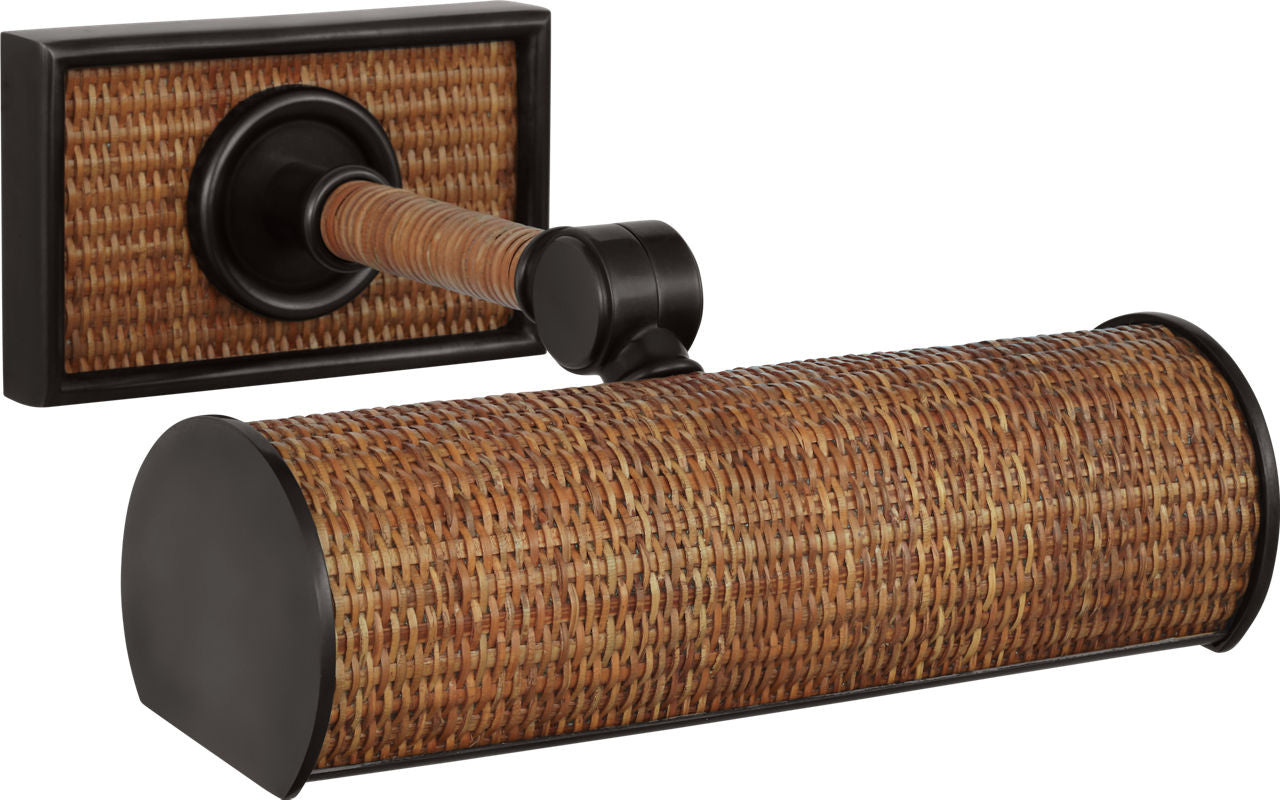 Halwell 8" Picture Light | Bronze and Natural Woven Rattan