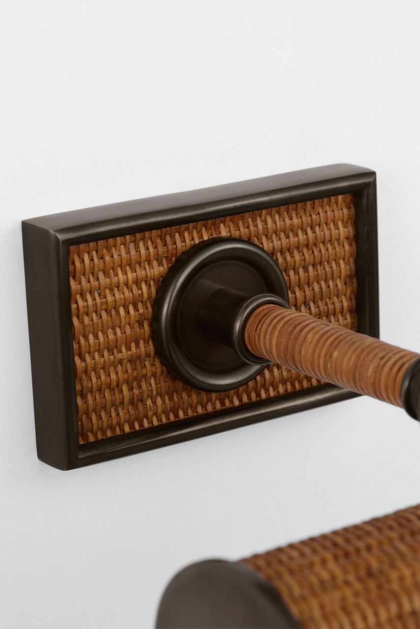 Halwell 8" Picture Light | Bronze and Natural Woven Rattan
