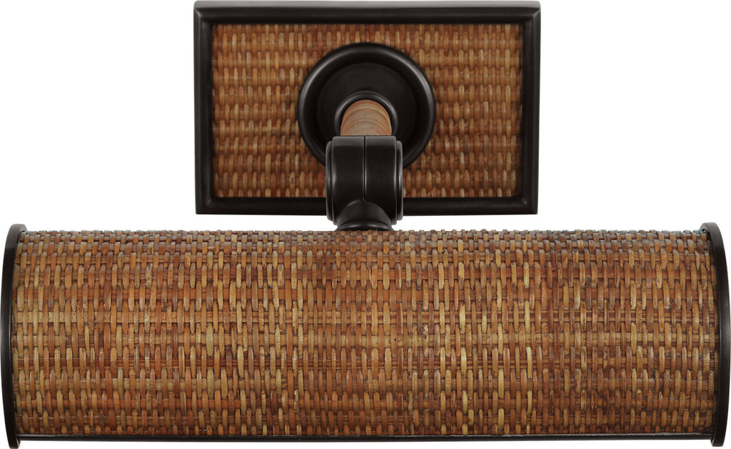 Halwell 8" Picture Light | Bronze and Natural Woven Rattan