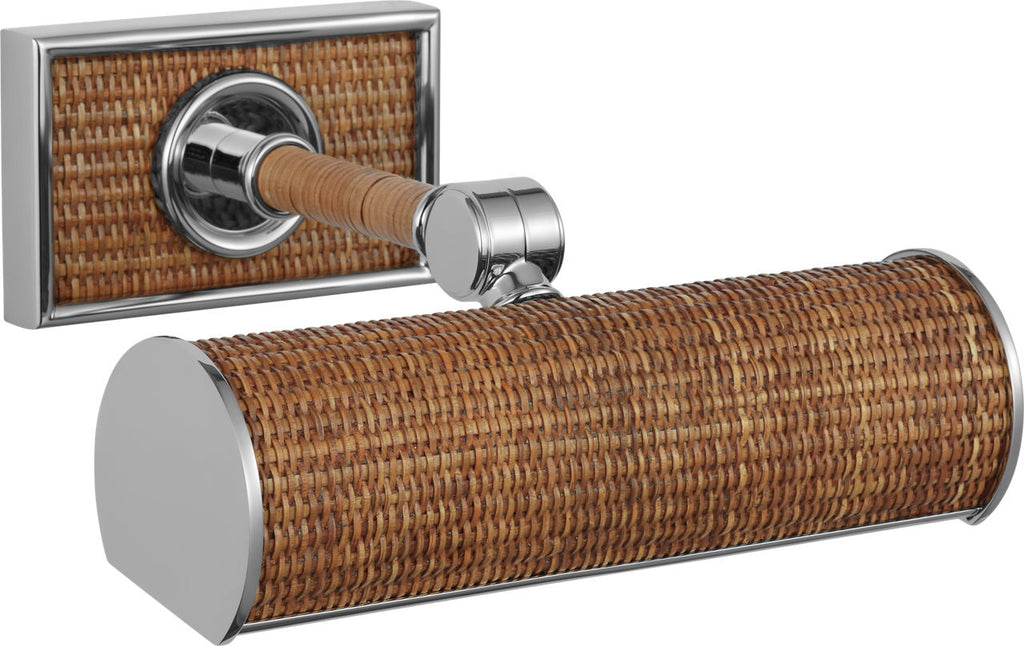 Halwell 8" Picture Light | Polished Nickel and Natural Woven Rattan