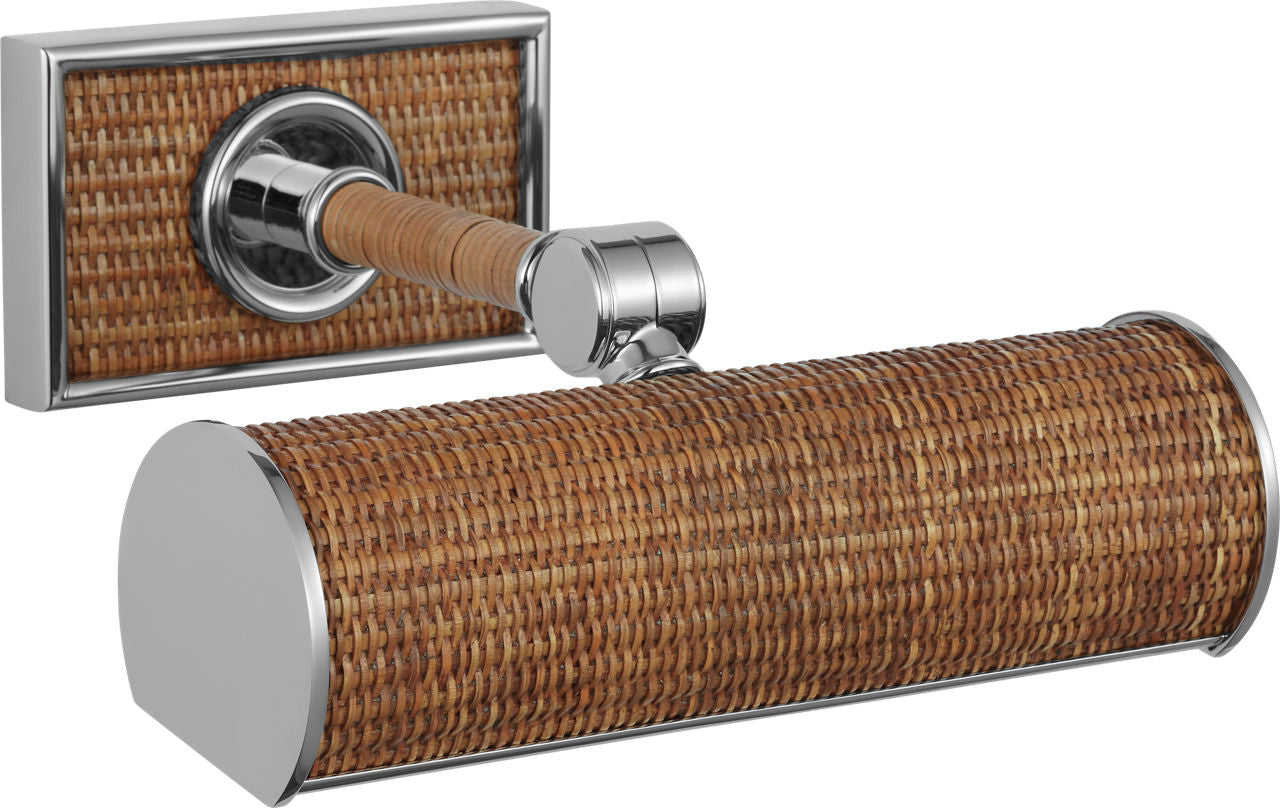 Halwell 8" Picture Light | Polished Nickel and Natural Woven Rattan