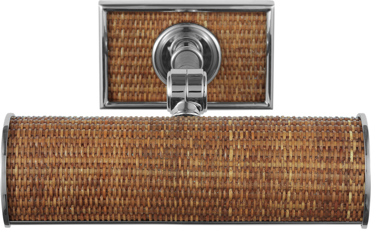 Halwell 8" Picture Light | Polished Nickel and Natural Woven Rattan