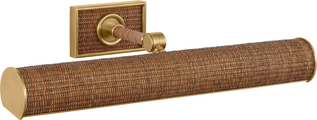 Halwell 18" Picture Light | Brass and Natural Woven Rattan