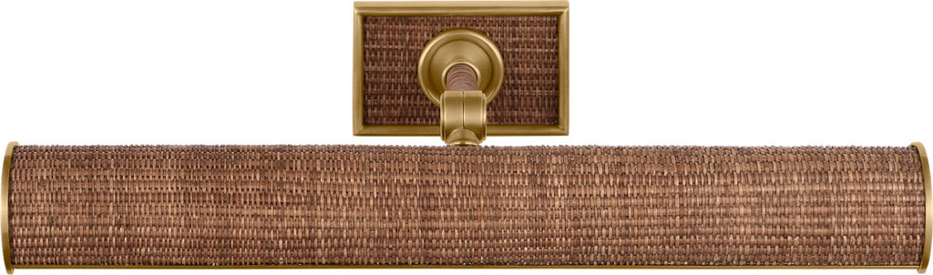 Halwell 18" Picture Light | Brass and Natural Woven Rattan