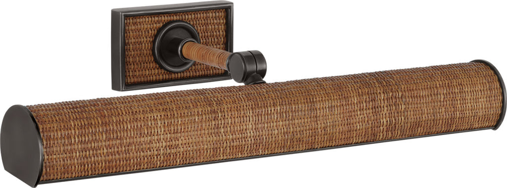 Halwell 18" Picture Light | Bronze and Natural Woven Rattan