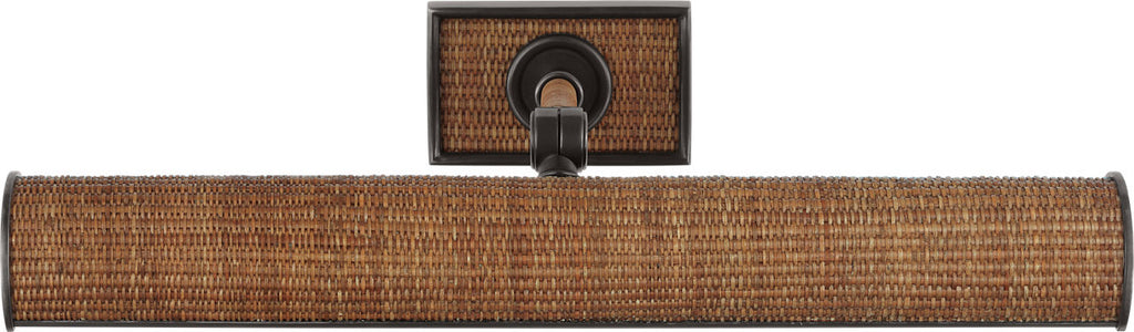 Halwell 18" Picture Light | Bronze and Natural Woven Rattan