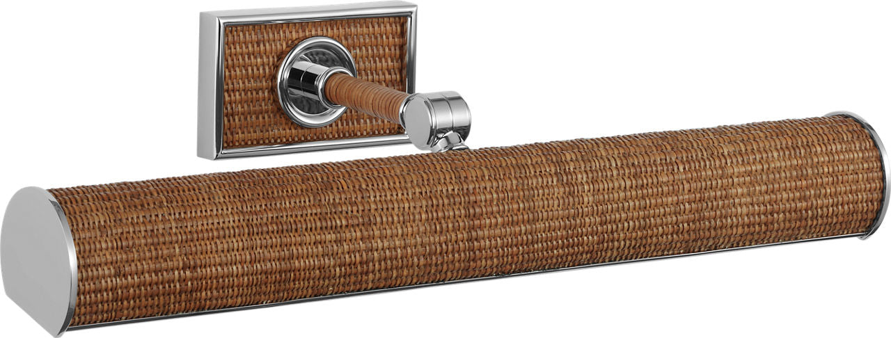 Halwell 18" Picture Light | Polished Nickel and Natural Woven Rattan