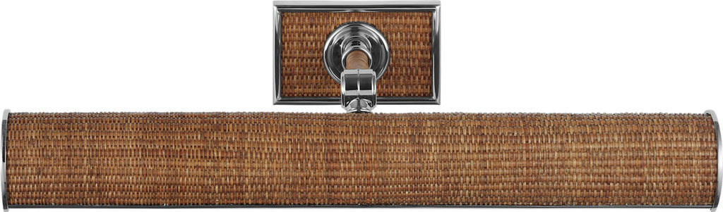 Halwell 18" Picture Light | Polished Nickel and Natural Woven Rattan