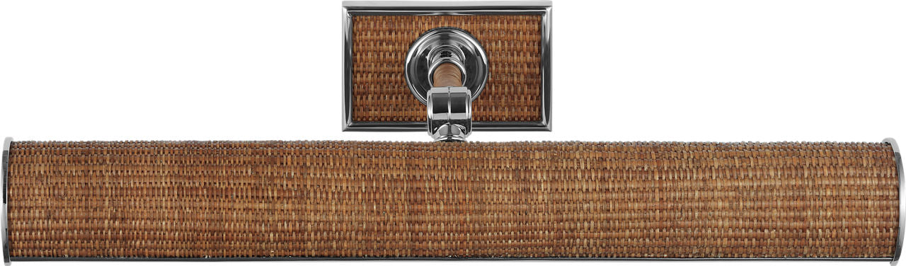 Halwell 18" Picture Light | Polished Nickel and Natural Woven Rattan