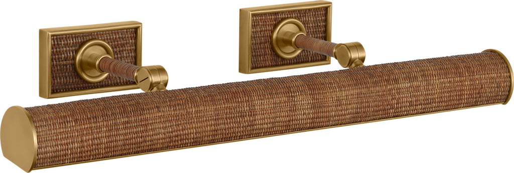 Halwell 24" Picture Light | Antique-Burnished Brass and Natural Woven Rattan