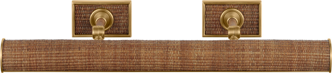 Halwell 24" Picture Light | Antique-Burnished Brass and Natural Woven Rattan