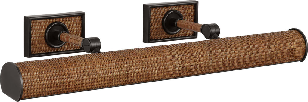 Halwell 24" Picture Light | Bronze and Natural Woven Rattan
