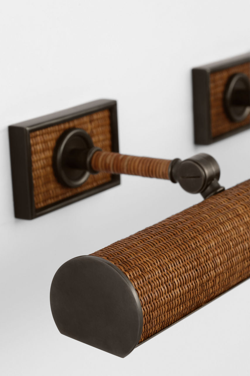 Halwell 24" Picture Light | Bronze and Natural Woven Rattan