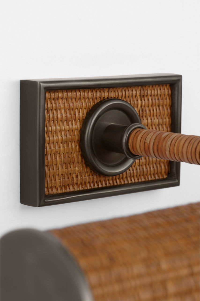 Halwell 24" Picture Light | Bronze and Natural Woven Rattan