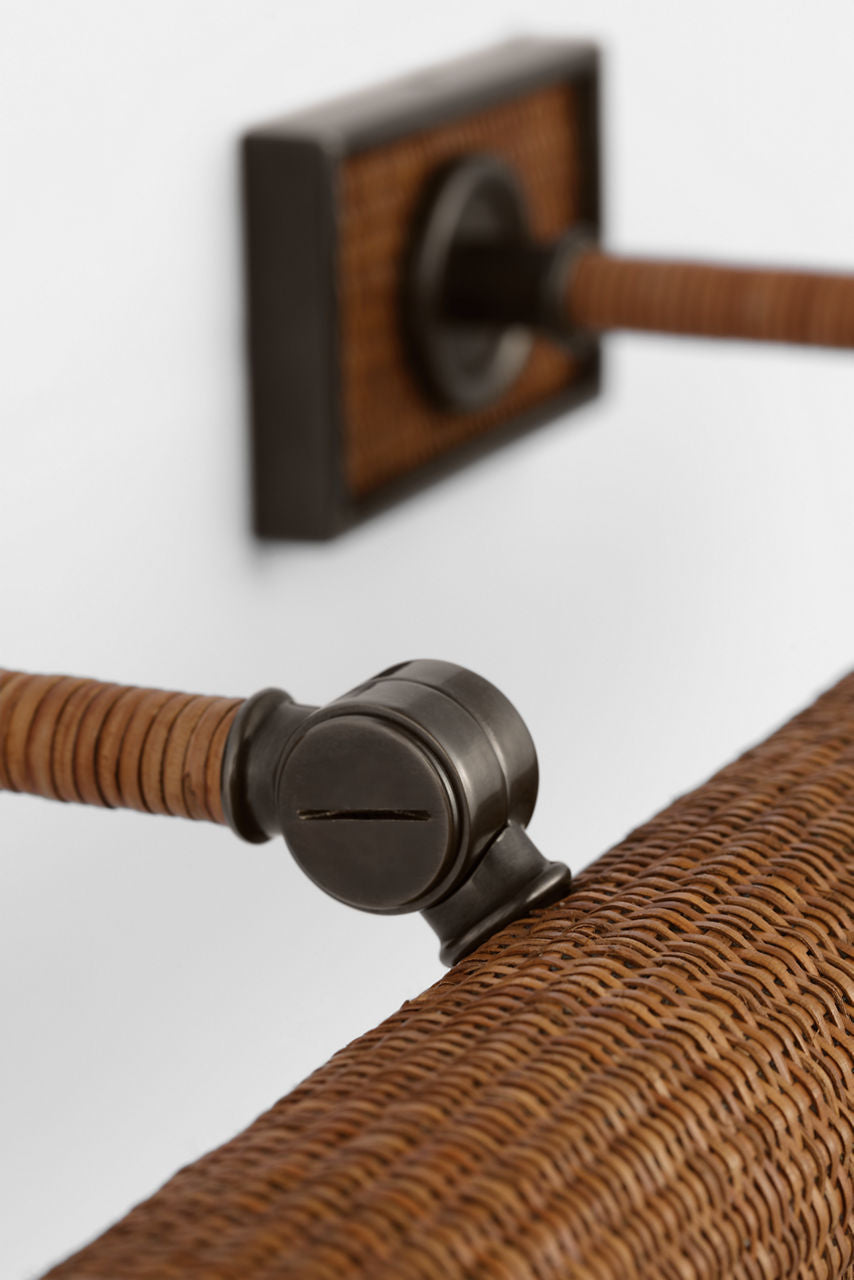 Halwell 24" Picture Light | Bronze and Natural Woven Rattan