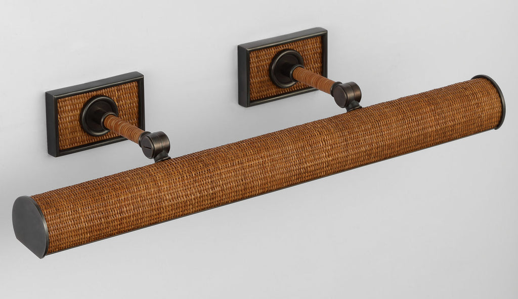 Halwell 24" Picture Light | Bronze and Natural Woven Rattan