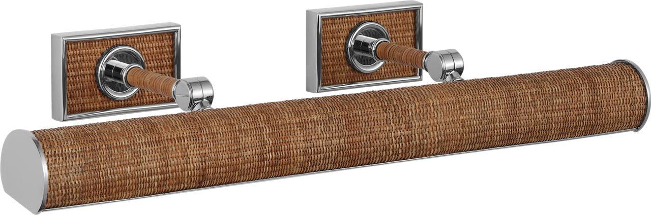 Halwell 24" Picture Light | Polished Nickel and Natural Woven Rattan